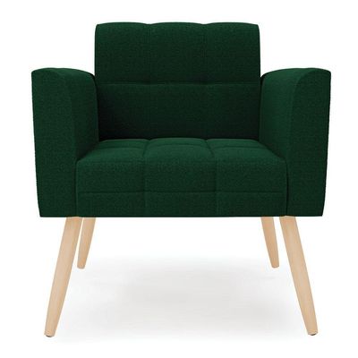 Poltrona Sala De Estar Pé Palito Natural Elisa Bouclê Verde D03 - D'rossi