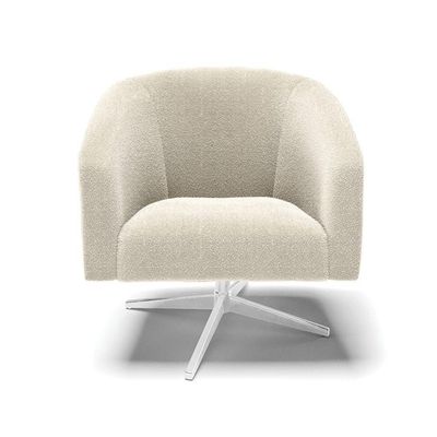 Poltrona Decorativa Base Giratória Cromada Stella Bouclê D03 - D'rossi Cor Azul