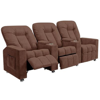 Poltrona Reclinável Para Cinema 3 Lugares Sora Veludo Terracota Fh1 - D'rossi