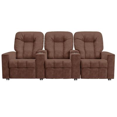 Poltrona Reclinável Para Cinema 3 Lugares Sora Veludo Terracota Fh1 - D'rossi