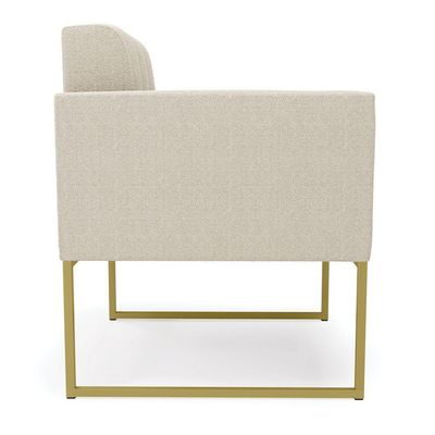 Poltrona Decorativa Industrial Dourado Kit 2 Elisa Bouclê D03 - D'rossi Cor Bege