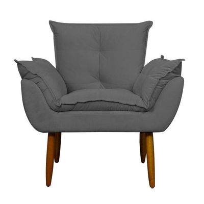 Kit 4 Poltronas Decorativa Sala E Quarto Opala Suede Herrero Cor:cinza
