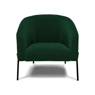 Poltrona Decorativa Pé De Ferro Preto Kit 2 Stella Bouclê Verde D03 - D'rossi