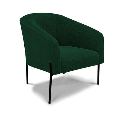 Poltrona Decorativa Pé De Ferro Preto Kit 2 Stella Bouclê Verde D03 - D'rossi