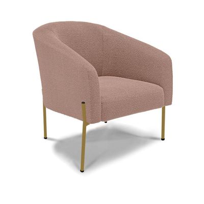 Poltrona Decorativa Pé De Ferro Dourado Stella Bouclê Rosê D03 - D'rossi