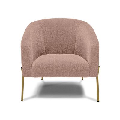 Poltrona Decorativa Pé Ferro Dourado Kit 2 Stella Bouclê D03 - D'rossi Cor Rose