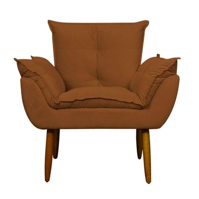 Poltrona Decorativa Para Sala E Quarto Opala Suede Herrero Cor:cobre