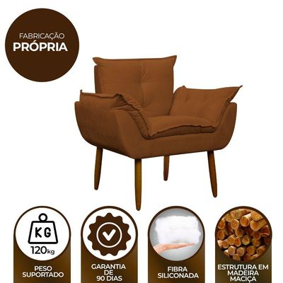 Poltrona Decorativa Para Sala E Quarto Opala Suede Herrero Cor:cobre