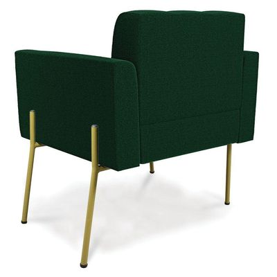 Poltrona Sala De Estar Pé De Ferro Dourado Elisa Bouclê Verde D03 - D'rossi