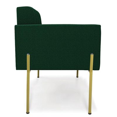 Poltrona Sala De Estar Pé De Ferro Dourado Elisa Bouclê Verde D03 - D'rossi