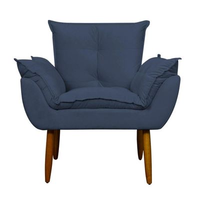 Kit 2 Poltronas Decorativa Sala E Quarto Opala Suede Herrero Cor:azul Marinho