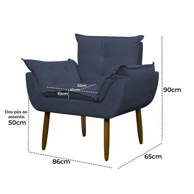Kit 2 Poltronas Decorativa Sala E Quarto Opala Suede Herrero Cor:azul Marinho