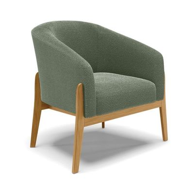 Poltrona Decorativa Base Madeira Kit 2 Stella Bouclê Menta D03 - D'rossi