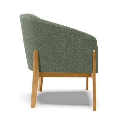 Poltrona Decorativa Base Madeira Kit 2 Stella Bouclê Menta D03 - D'rossi