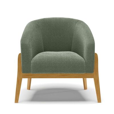 Poltrona Decorativa Base Madeira Kit 2 Stella Bouclê Menta D03 - D'rossi