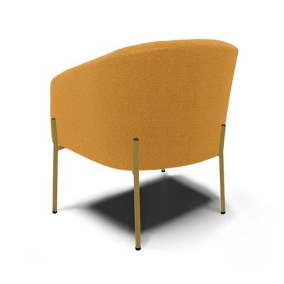 Poltrona Decorativa Pé Ferro Dourado Kit 2 Stella Bouclê Mostarda D03 - D'rossi