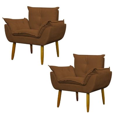 Kit 2 Poltronas Decorativa Sala E Quarto Opala Suede Herrero Cor:cobre