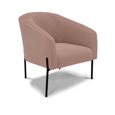 Poltrona Decorativa Pé De Ferro Preto Stella Bouclê Rosê D03 - D'rossi