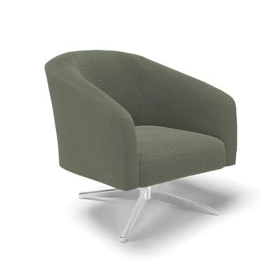 Poltrona Decorativa Giratória Cromada Kit 2 Stella Bouclê Menta D03 - D'rossi