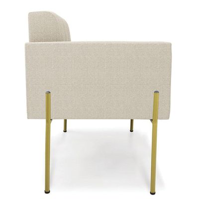 Poltrona Sala De Estar Pé De Ferro Dourado Elisa Bouclê D03 - D'rossi Cor Off White