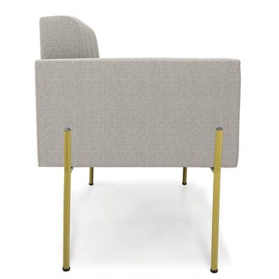 Poltrona Sala Estar Pé Ferro Dourado Kit 2 Elisa Bouclê Cinza D03 - D'rossi