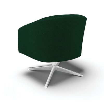 Poltrona Decorativa Giratória Cromada Kit 2 Stella Bouclê Verde D03 - D'rossi