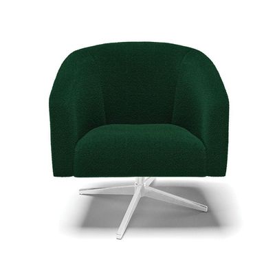 Poltrona Decorativa Giratória Cromada Kit 2 Stella Bouclê Verde D03 - D'rossi