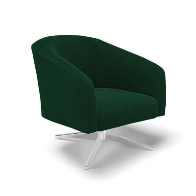 Poltrona Decorativa Giratória Cromada Kit 2 Stella Bouclê Verde D03 - D'rossi