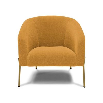 Poltrona Decorativa Pé De Ferro Dourado Stella Bouclê Mostarda D03 - D'rossi