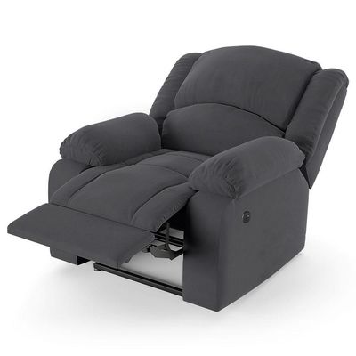 Poltrona Do Papai Reclinável Melim Controle Power Elétrico Usb Veludo Cinza Fh1 - D'rossi