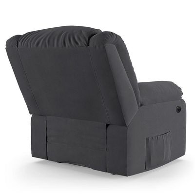 Poltrona Do Papai Reclinável Melim Controle Power Elétrico Usb Veludo Cinza Fh1 - D'rossi