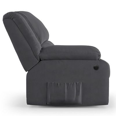 Poltrona Do Papai Reclinável Melim Controle Power Elétrico Usb Veludo Cinza Fh1 - D'rossi