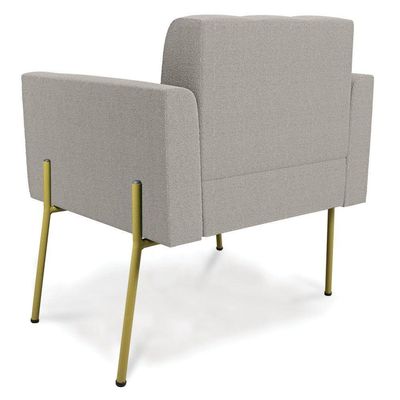 Poltrona Sala De Estar Pé De Ferro Dourado Elisa Bouclê Cinza D03 - D'rossi