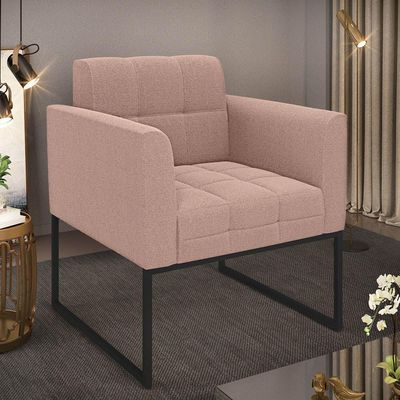 Poltrona Sala De Estar Industrial Preto Elisa Bouclê D03 - D'rossi Cor Rose