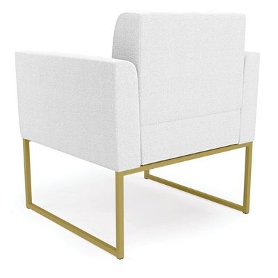 Poltrona Decorativa Industrial Dourado Kit 2 Elisa Bouclê Off Wte D03 - D'rossi