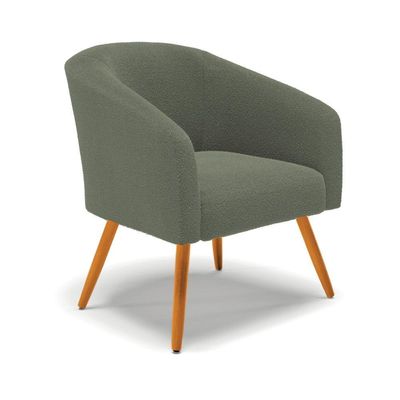 Poltrona Decorativa Pé Palito Castanho Stella Bouclê Menta D03 - D'rossi