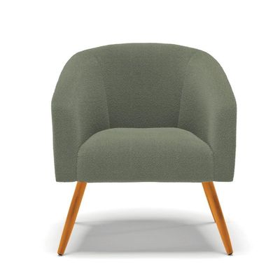 Poltrona Decorativa Pé Palito Castanho Stella Bouclê Menta D03 - D'rossi