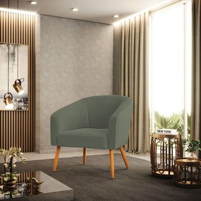 Poltrona Decorativa Pé Palito Castanho Stella Bouclê Menta D03 - D'rossi