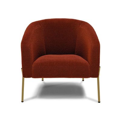 Poltrona Decorativa Pé Ferro Dourado Kit 2 Stella Bouclê Terra D03 - D'rossi