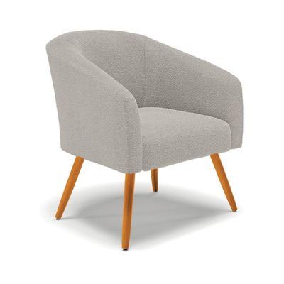 Poltrona Para Sala Pé Palito Castanho Kit 2 Stella Bouclê Cinza D03 - D'rossi