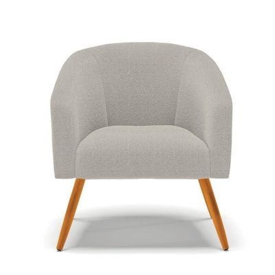 Poltrona Para Sala Pé Palito Castanho Kit 2 Stella Bouclê Cinza D03 - D'rossi