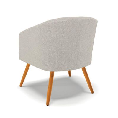 Poltrona Para Sala Pé Palito Castanho Kit 2 Stella Bouclê Cinza D03 - D'rossi