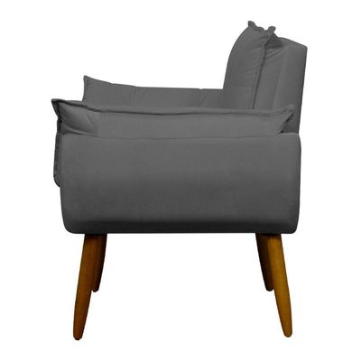Poltrona Decorativa Para Sala E Quarto Opala Suede Herrero Cor:cinza