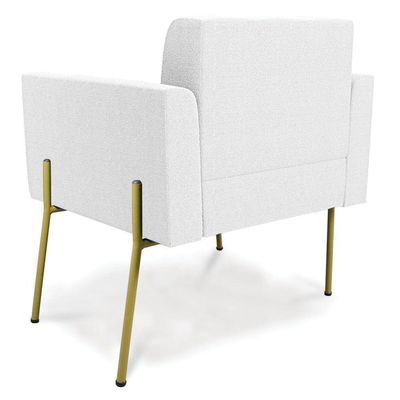 Poltrona Estar Pé Ferro Dourado Kit 2 Elisa Bouclê Off White D03 - D'rossi