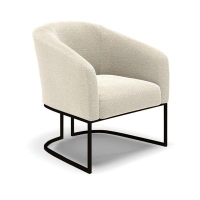 Poltrona Para Sala Industrial Preto Kit 2 Stella Bouclê D03 - D'rossi Cor Rose