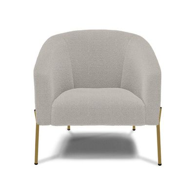 Poltrona Decorativa Pé Ferro Dourado Kit 2 Stella Bouclê Cinza D03 - D'rossi