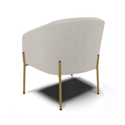 Poltrona Decorativa Pé Ferro Dourado Kit 2 Stella Bouclê Cinza D03 - D'rossi