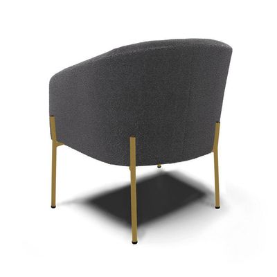 Poltrona Decorativa Pé De Ferro Dourado Stella Bouclê Grafite D03 - D'rossi