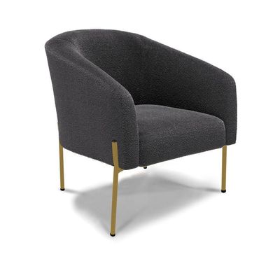 Poltrona Decorativa Pé De Ferro Dourado Stella Bouclê Grafite D03 - D'rossi