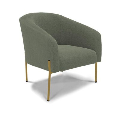Poltrona Decorativa Pé Ferro Dourado Kit 2 Stella Bouclê D03 - D'rossi Cor Menta